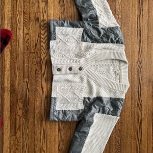 Gray and White Knit Cardigan